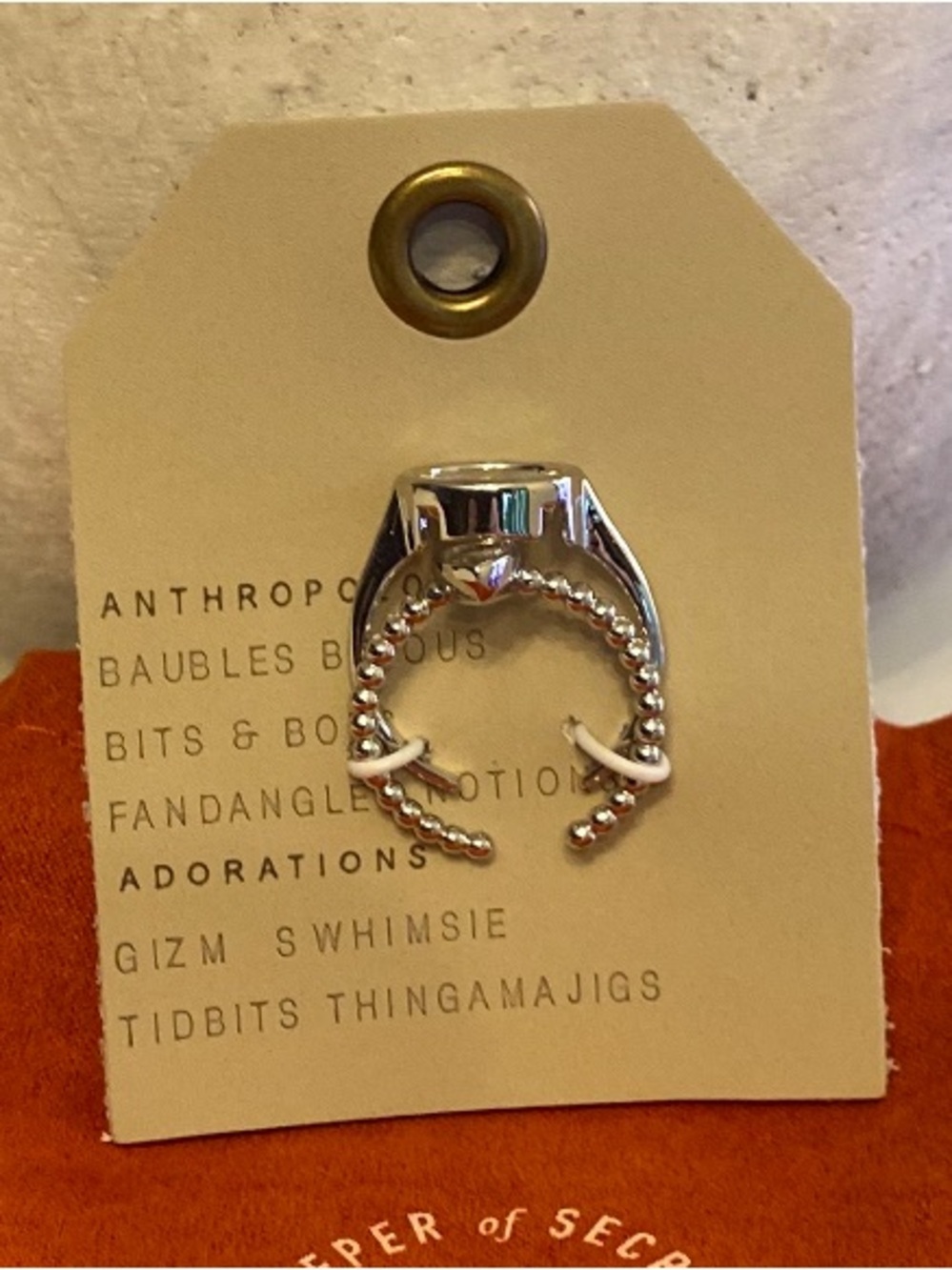 NWT Anthropologie Silver Tone Orbital Ring and Beaded Ring - Adjustable